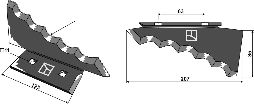 IHOF Futtermischwagenmesser - Hartmetallbeschichtet, rechts