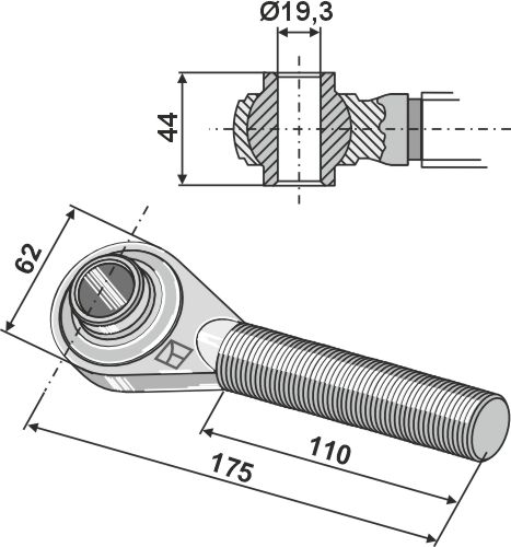 IHOF Spindel mit gehärteten Kugelaugen M30x3,5