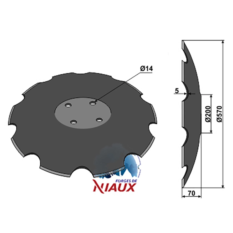 Landwirtschaft Bodenbearbeitung Scheibeneggen Scheibe mit flachem Ansatz gezackt Niaux