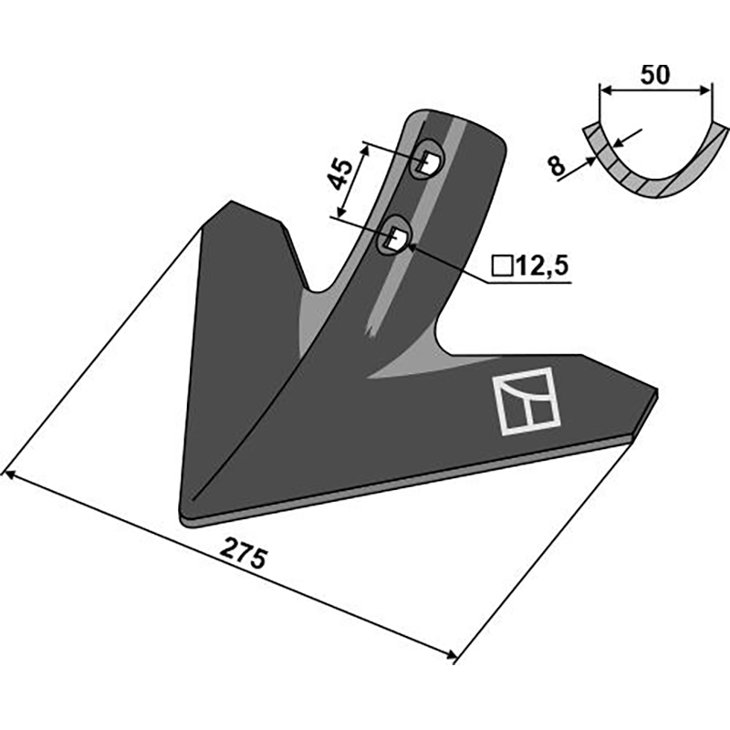 Landwirtschaft Bodenbearbeitung Grubber Schare & Leitbleche Gänsefussschar 275mm