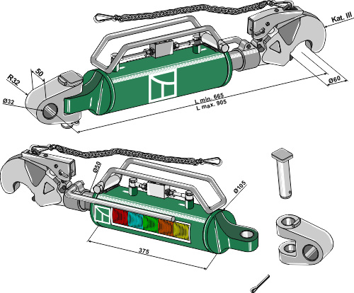 IHOF Hydraulischer Oberlenker mit Fanghaken und Gelenkkopf